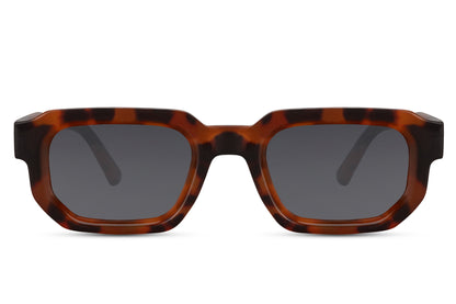 Vintage rectangle sunglasses with tortoiseshell frame and brown lenses by Sunglass Station, stylish eyewear with a timeless and classic design