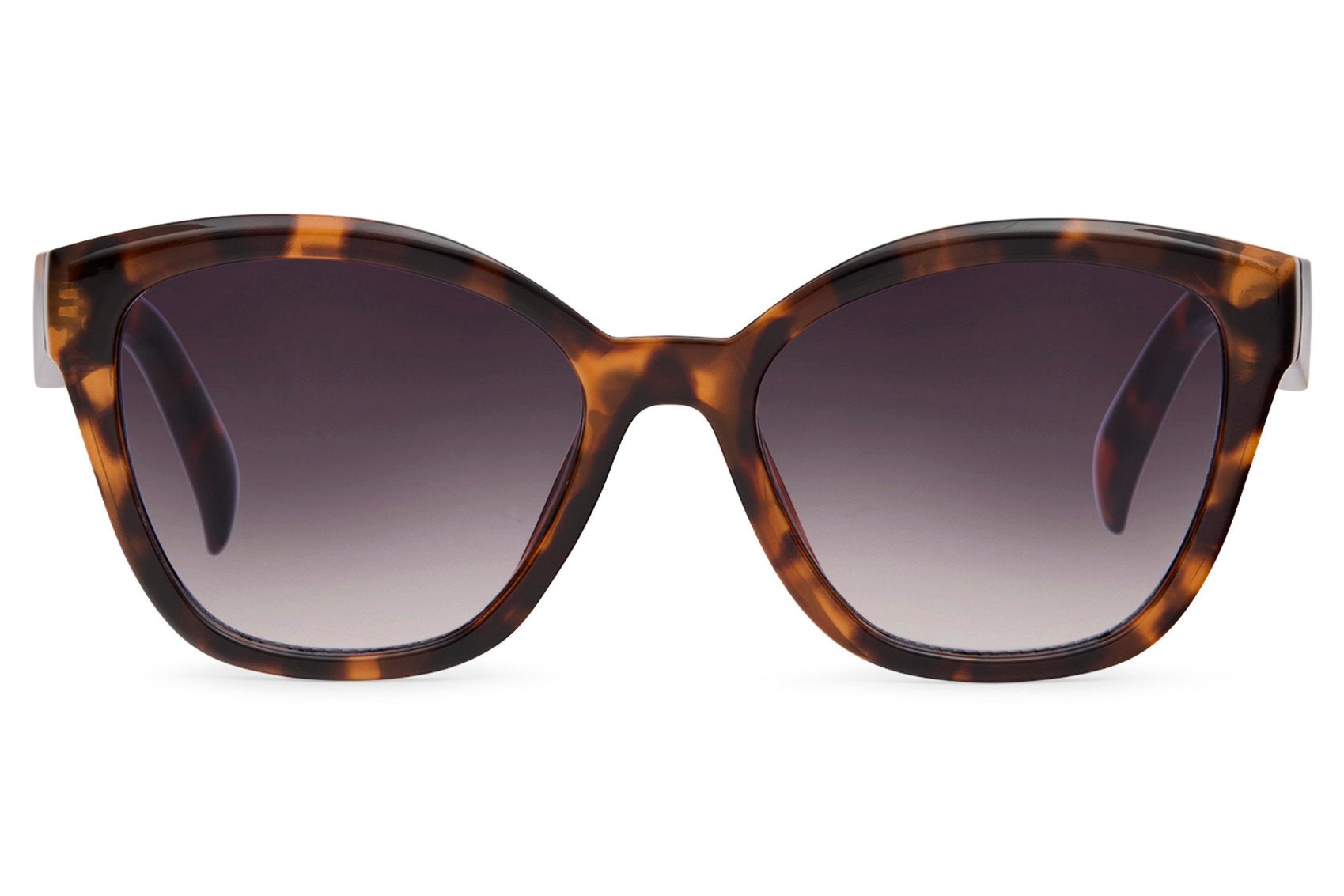 Oversized wayfarer sunglasses in tortoiseshell frame with gradient lenses, offering a timeless look with bold modern appeal