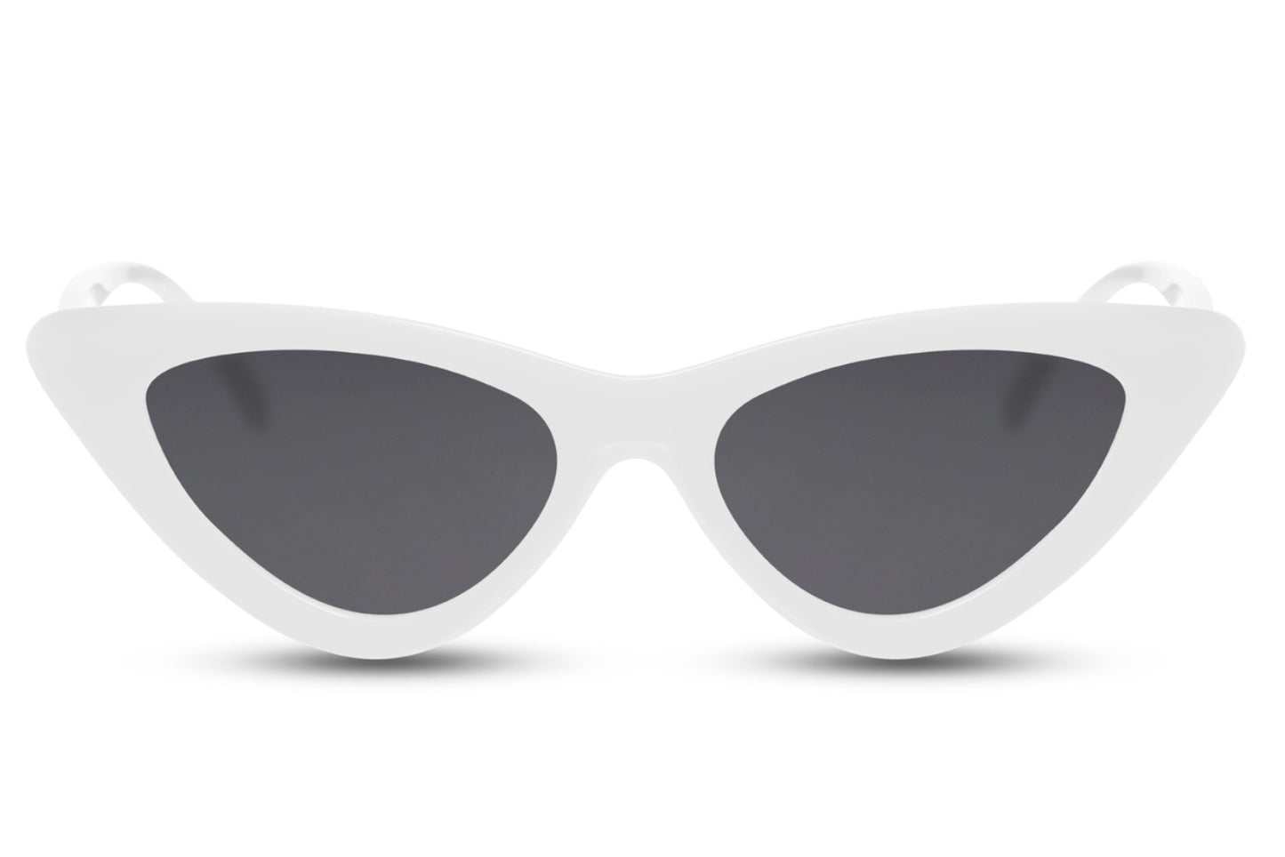 White cat eye sunglasses for women with clean frame design and tinted lenses