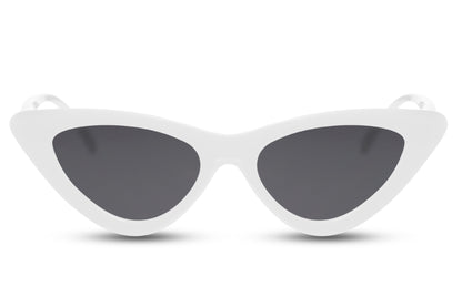 White cat eye sunglasses for women with clean frame design and tinted lenses