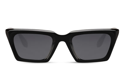 Y2K black cat eye sunglasses with bold thick frame and dark lenses, ideal for edgy everyday styling and UV protection
