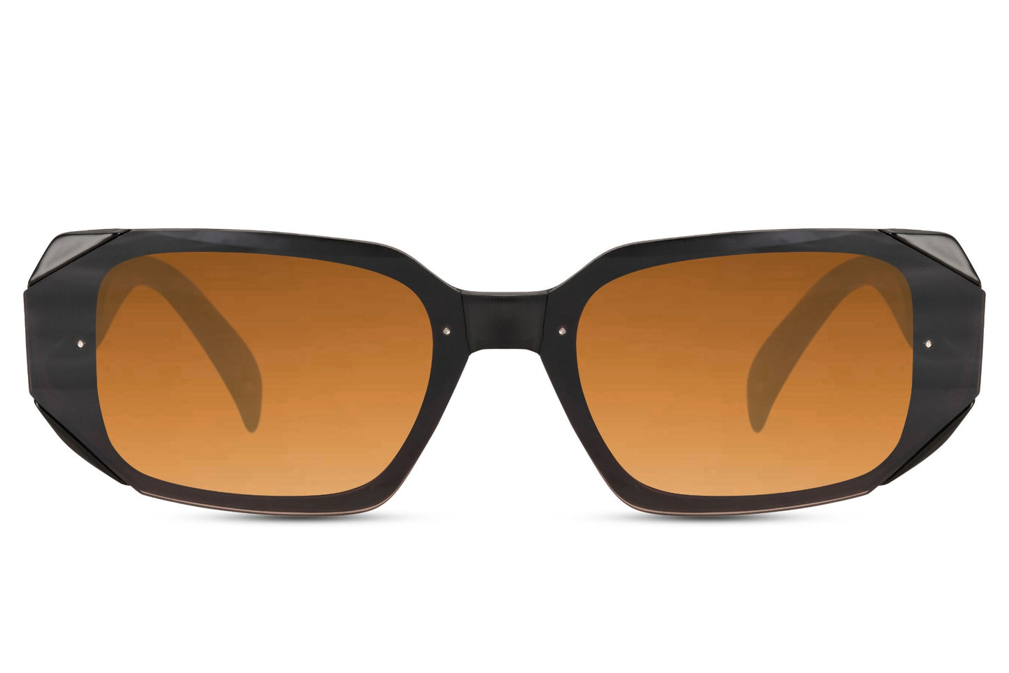 Chunky rectangle sunglasses with orange lenses by Sunglass Station, unisex Y2K-inspired eyewear with a vibrant and edgy statement style
