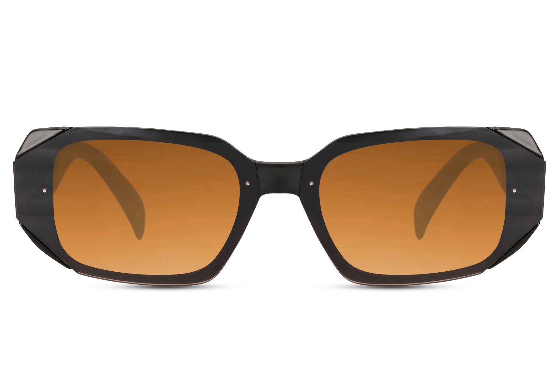 Chunky rectangle sunglasses with orange lenses by Sunglass Station, unisex Y2K-inspired eyewear with a vibrant and edgy statement style