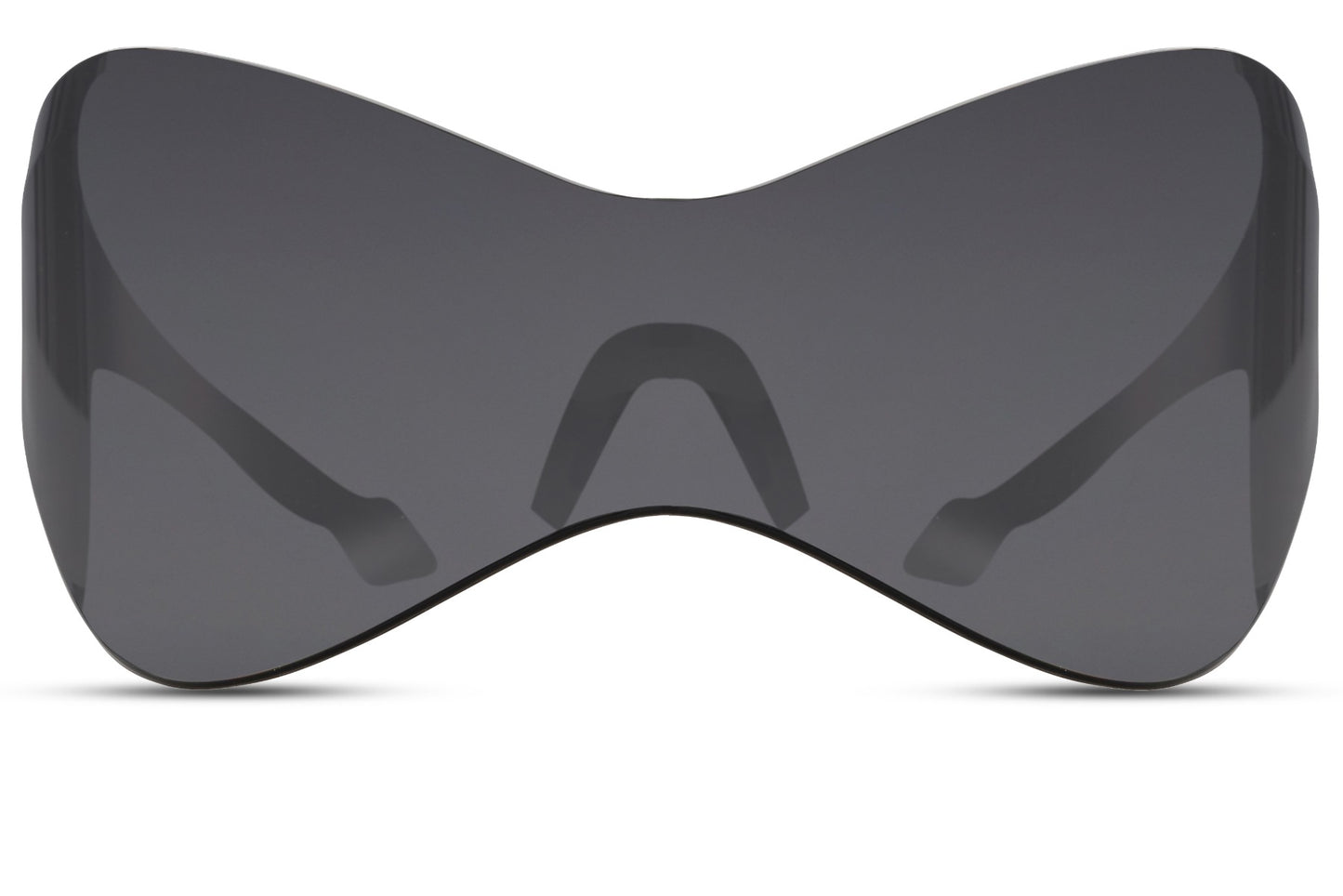 Futuristic oversized shield sunglasses with dark grey lens and sleek visor design, modern Y2K sunglasses for streetwear, cycling and outdoor activities