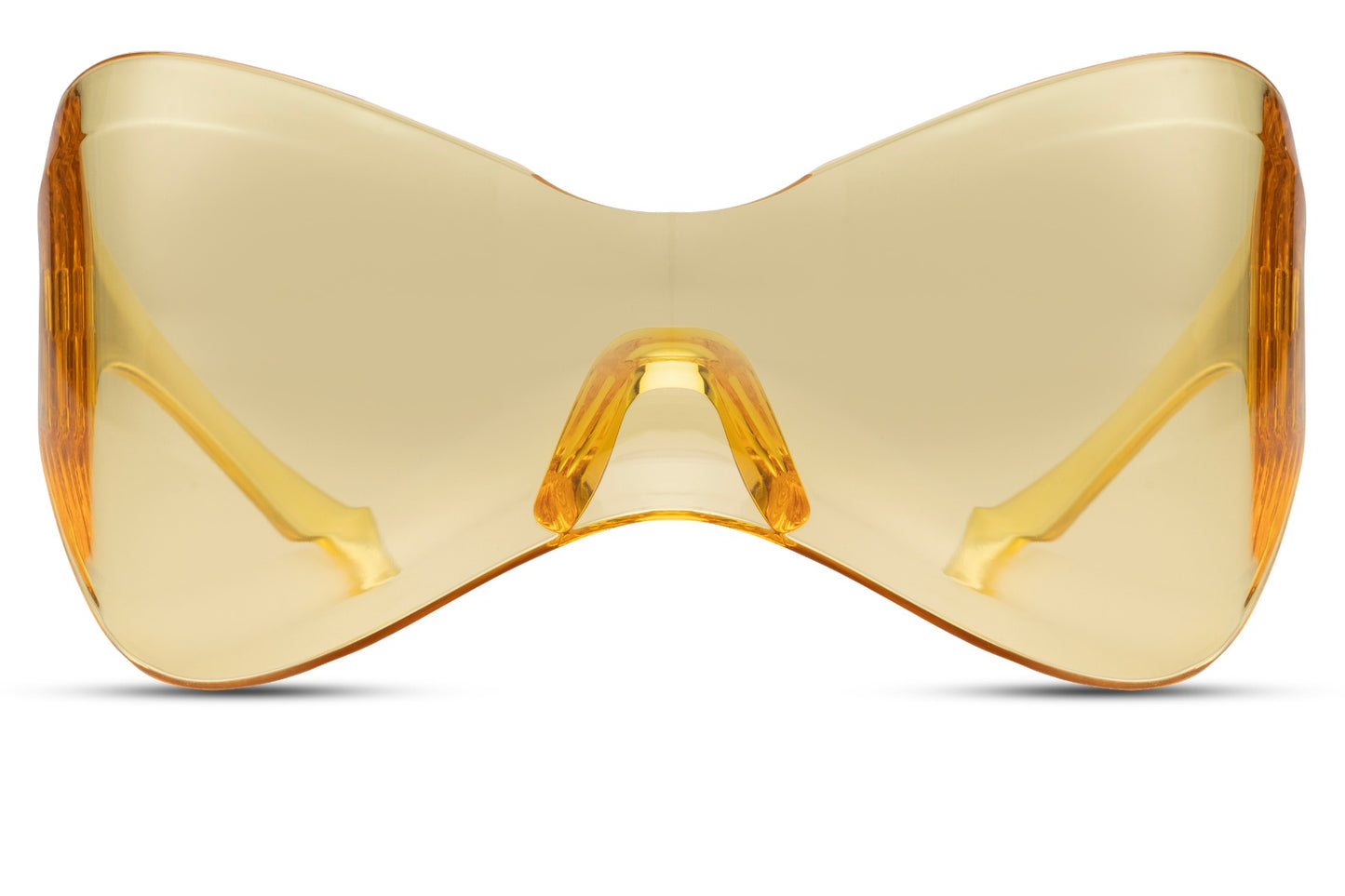 Y2K oversized shield sunglasses with yellow tinted visor lens, futuristic statement eyewear for men and women perfect for festivals, streetwear and summer fashion