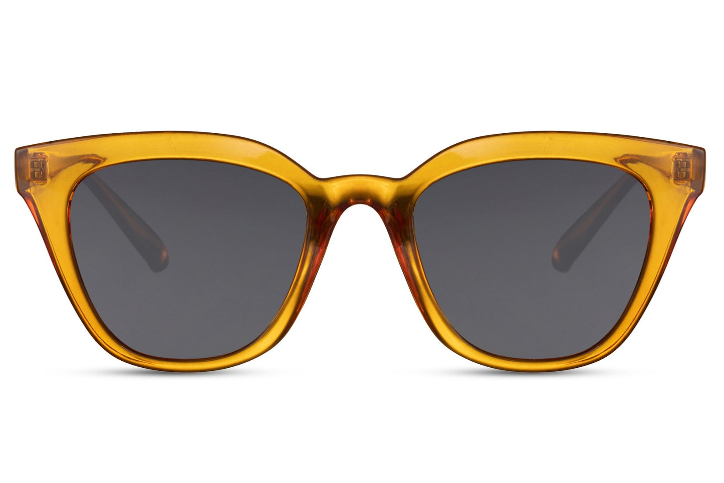 Modern cat eye sunglasses with yellow frame and soft edges, combining subtle structure with a playful fashion-forward touch
