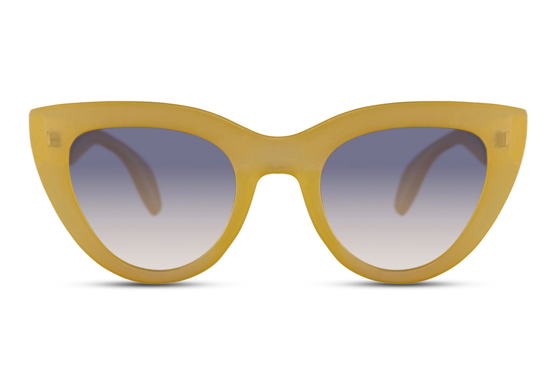Retro Revival cat eye sunglasses with bold yellow frame and tinted lenses, designed for standout vintage-inspired fashion looks