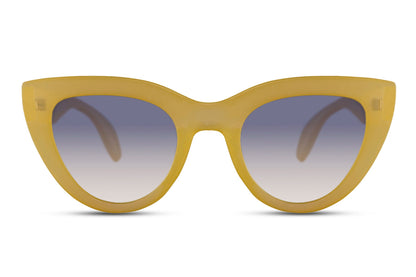 Retro Revival cat eye sunglasses with bold yellow frame and tinted lenses, designed for standout vintage-inspired fashion looks
