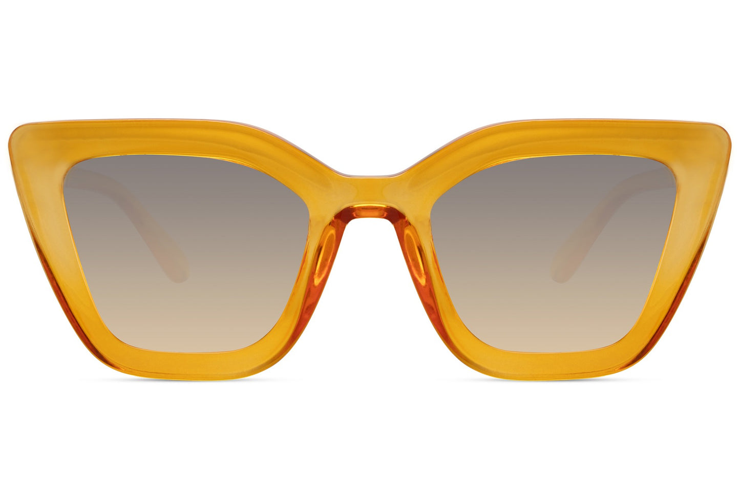 Statement cat eye sunglasses with vibrant yellow frame and tinted lenses, adding a playful yet bold edge to modern outfits