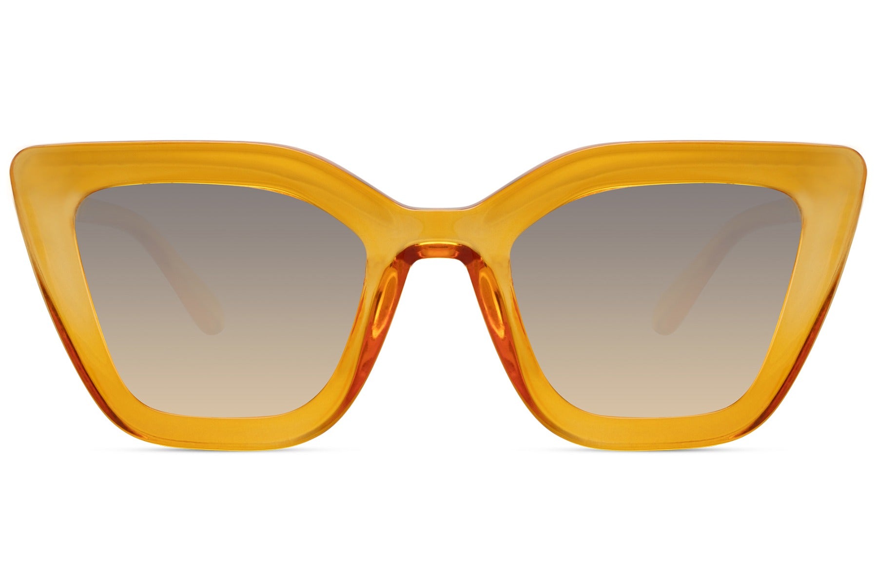 Statement cat eye sunglasses with vibrant yellow frame and tinted lenses, adding a playful yet bold edge to modern outfits