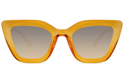 Statement cat eye sunglasses with vibrant yellow frame and tinted lenses, adding a playful yet bold edge to modern outfits
