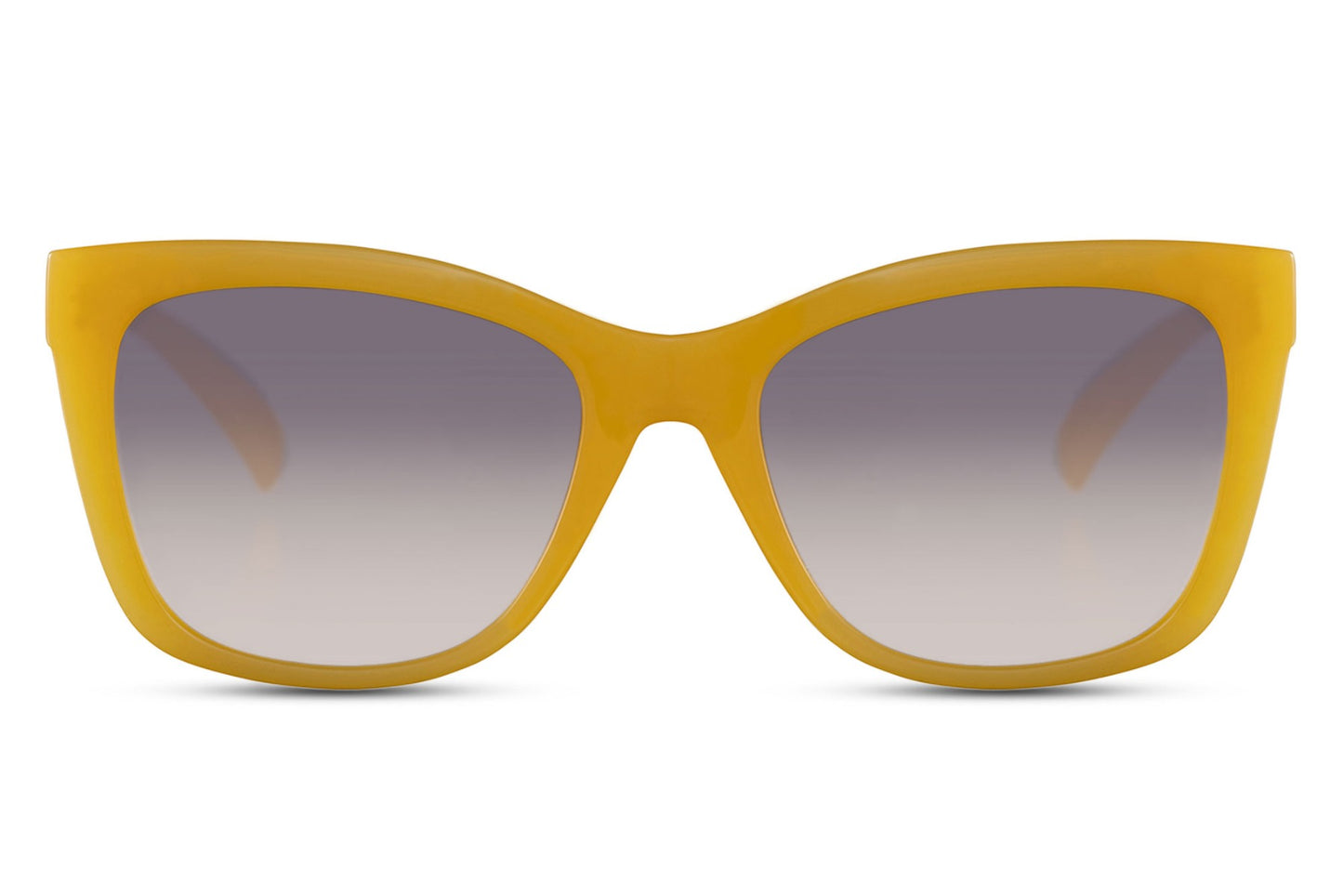 Cat eye sunglasses with yellow frame and tinted lenses in chunky design