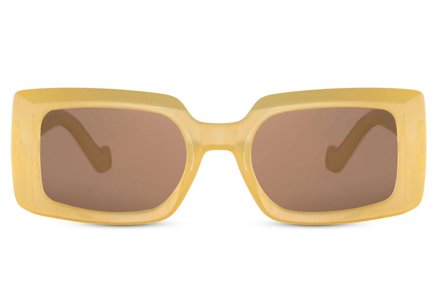 Yellow frame rectangle sunglasses with light lenses by Sunglass Station, bold unisex eyewear designed for modern fashion looks