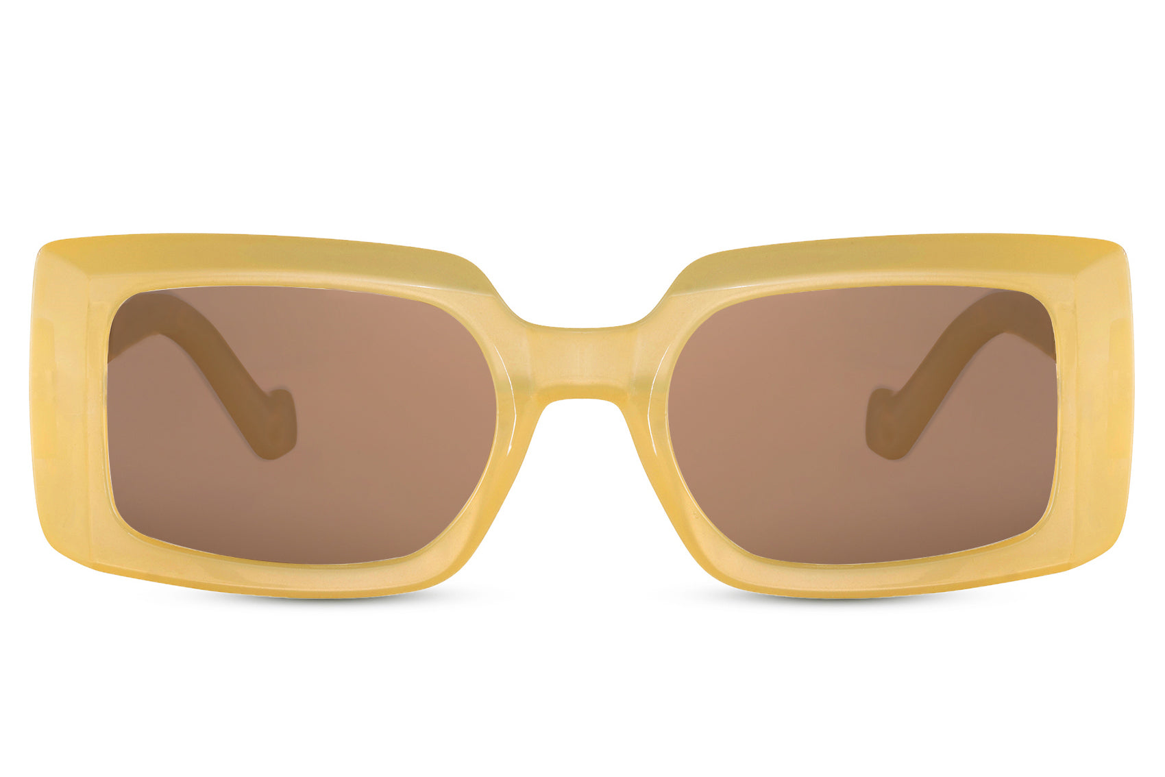 Yellow frame rectangle sunglasses with light lenses by Sunglass Station, bold unisex eyewear designed for modern fashion looks