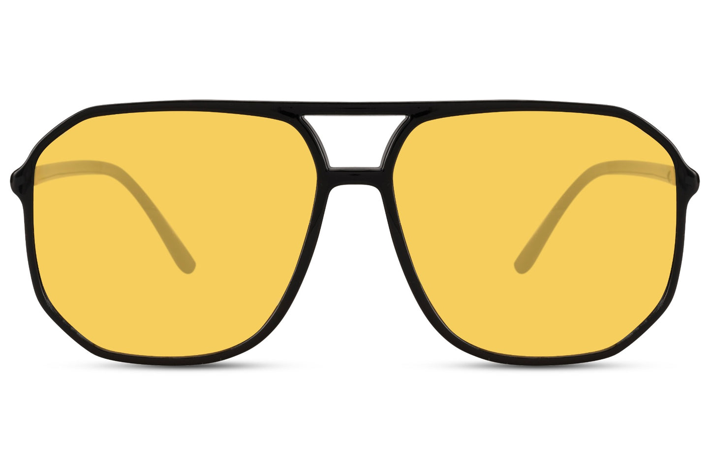 Yellow lens geometric aviator sunglasses designed for bold fashion and standout streetwear outfits
