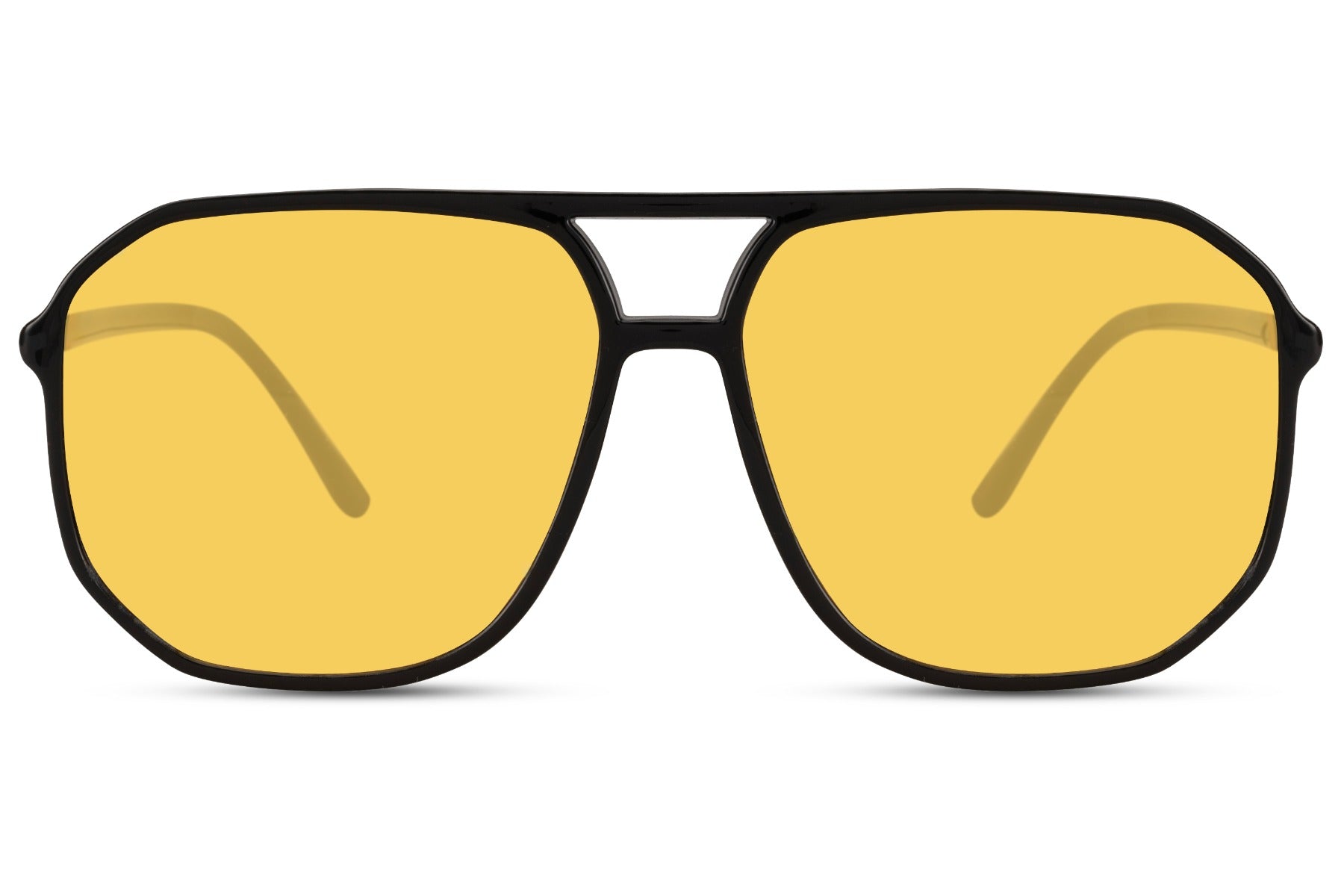 Yellow lens geometric aviator sunglasses designed for bold fashion and standout streetwear outfits