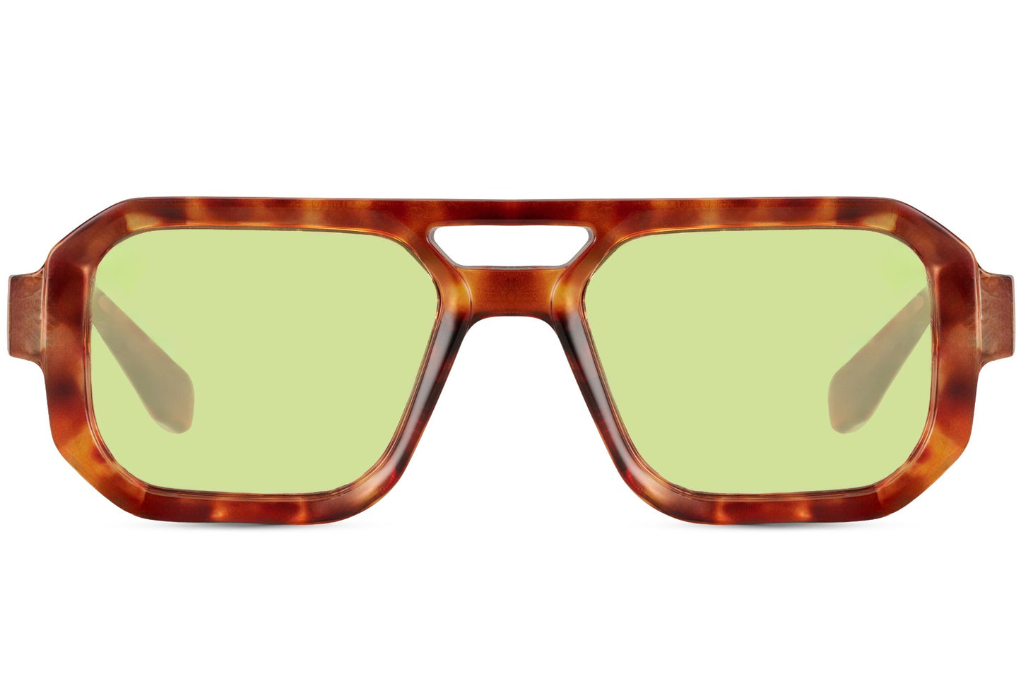 Yellow tinted geometric aviator sunglasses offering a trendy look for casual outfits and street style