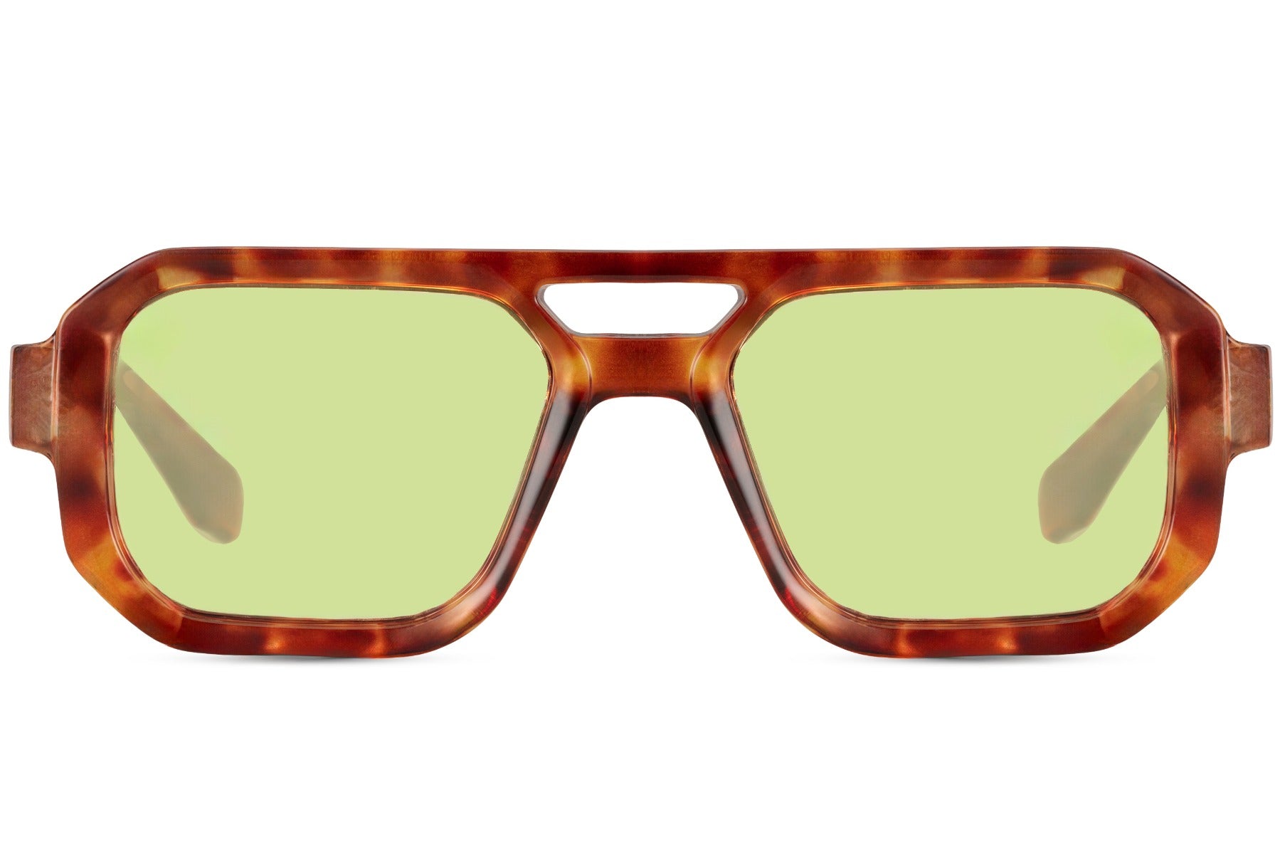 Yellow tinted geometric aviator sunglasses offering a trendy look for casual outfits and street style