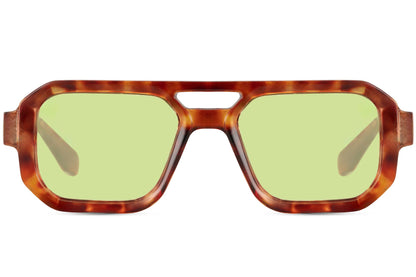 Yellow tinted geometric aviator sunglasses offering a trendy look for casual outfits and street style