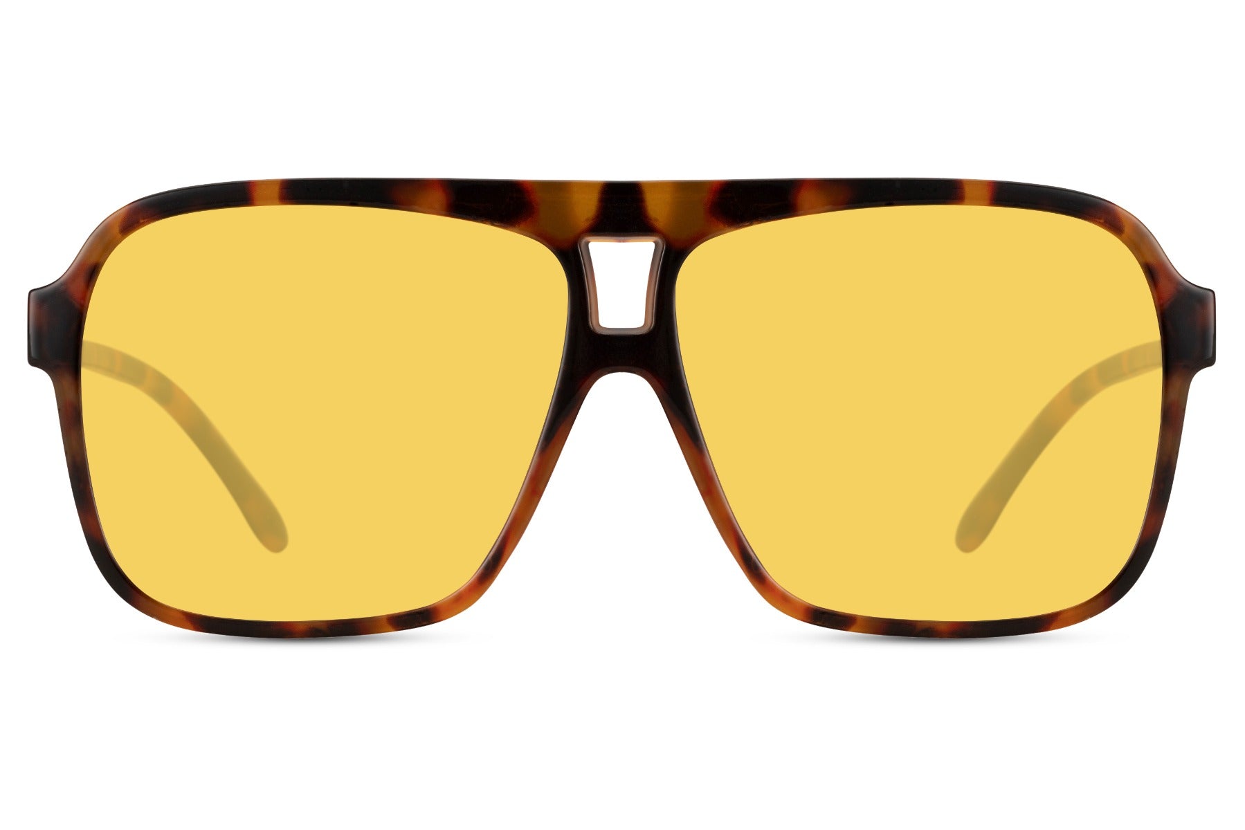 Yellow tinted oversized aviator sunglasses designed for standout fashion styling and expressive outfits