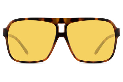 Yellow tinted oversized aviator sunglasses designed for standout fashion styling and expressive outfits