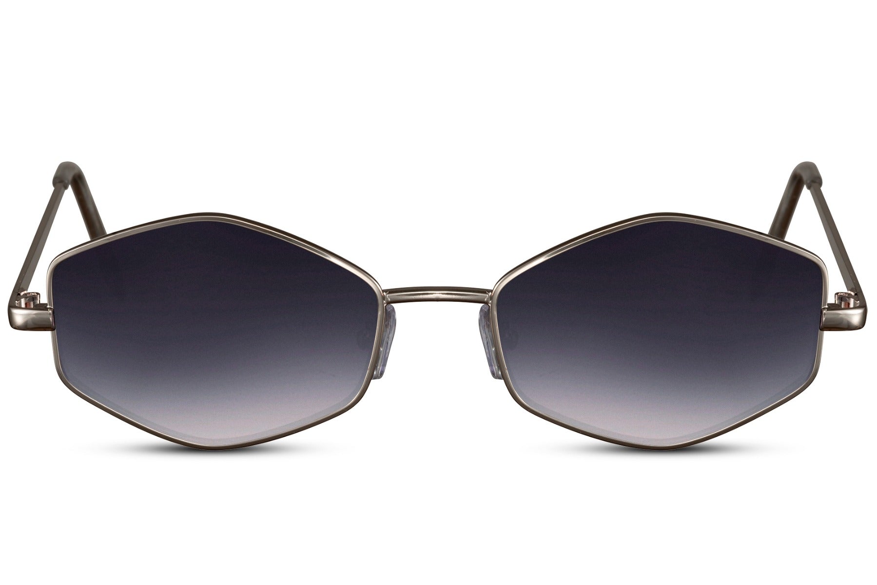 tinted lens sunglasses wih silver metallic frame