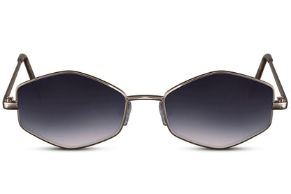 tinted lens sunglasses wih silver metallic frame