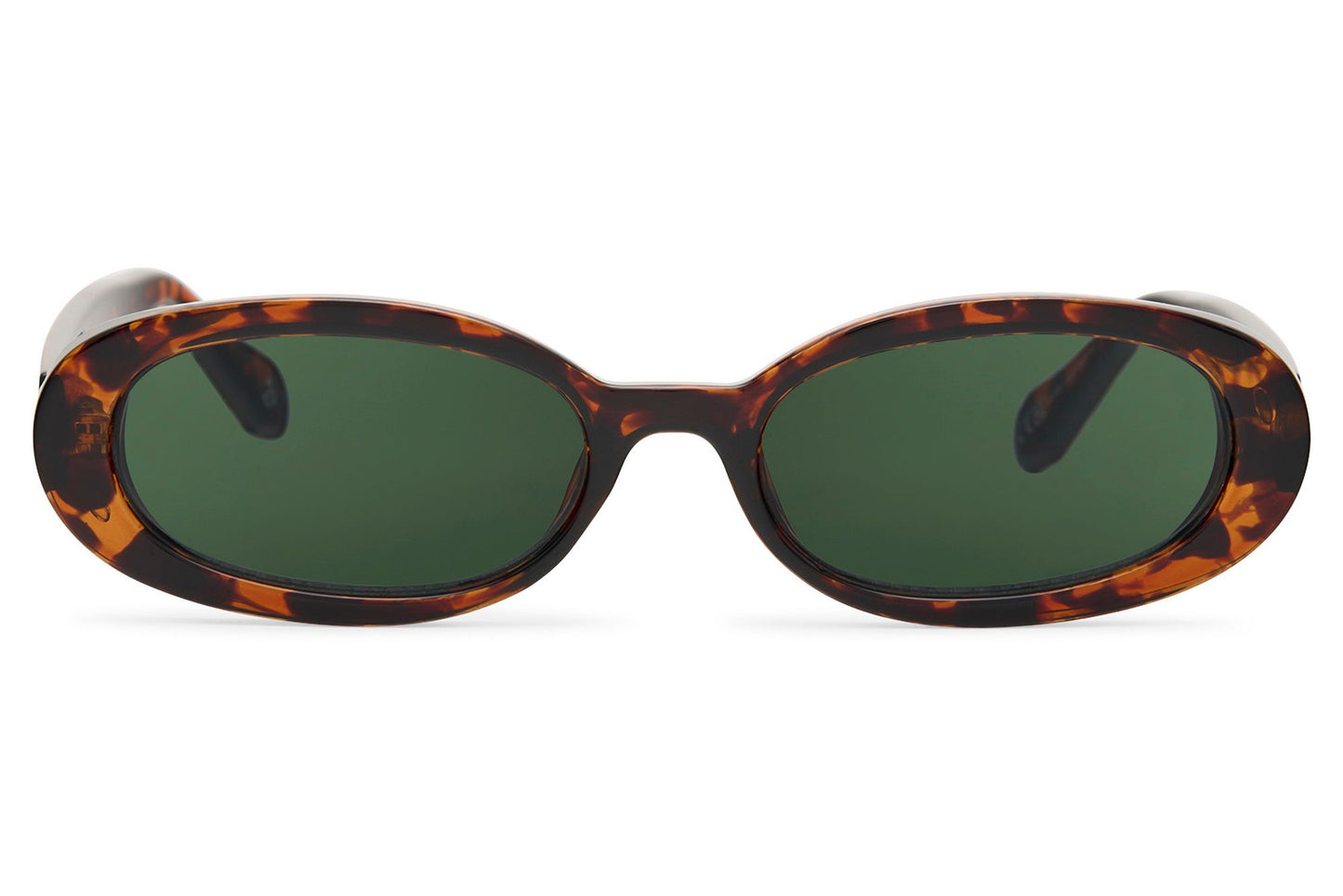 Tortoiseshell frame oval party sunglasses with green tinted lens — festival streetwear style for women | Sunglass Station UK