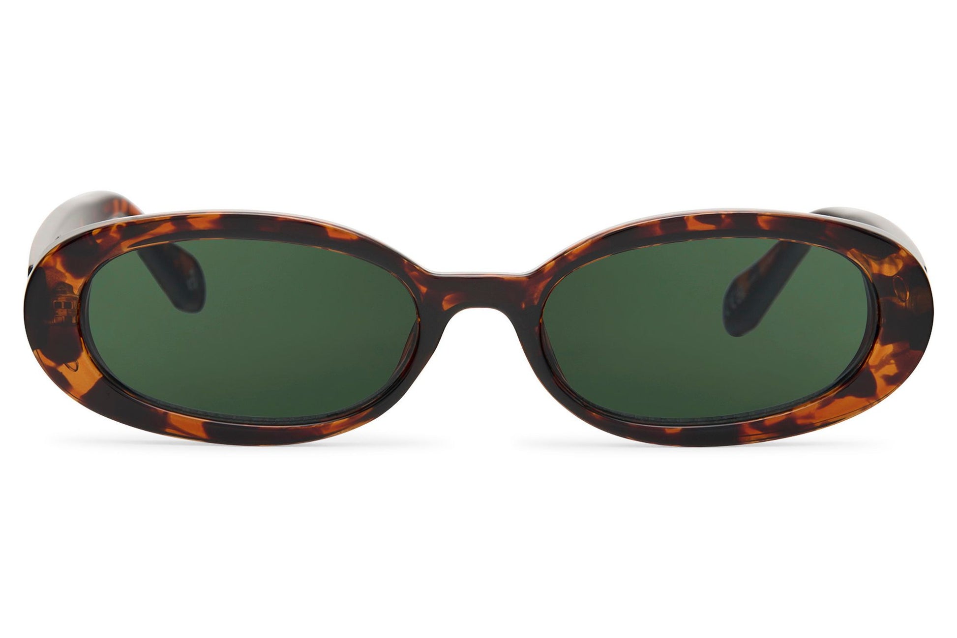 Tortoiseshell frame oval party sunglasses with green tinted lens — festival streetwear style for women | Sunglass Station UK