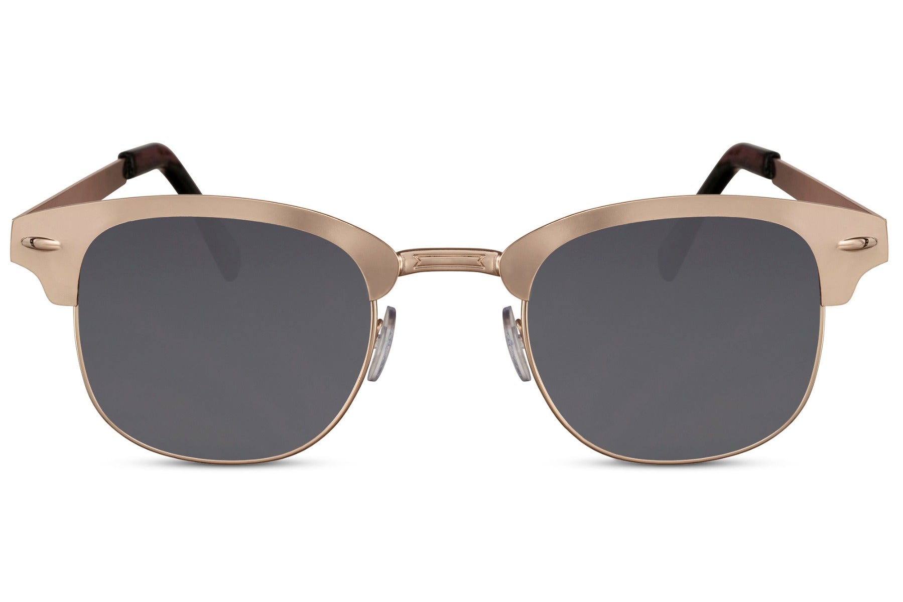 trending sunglass with black lens and gold metallic frame