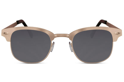 trending sunglass with black lens and gold metallic frame