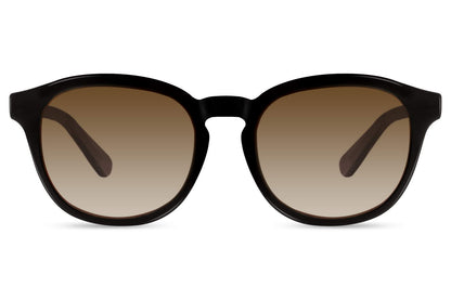 Unisex polarised round sunglasses brown black acetate frame warm brown gradient 1.1mm TAC polarised lens 100% UV protection men women anti-glare driving summer city beach free UK Europe delivery Sunglass Station