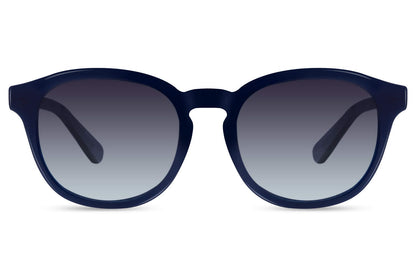 Unisex polarised round sunglasses navy blue acetate frame smoke 1.1mm TAC polarised lens 100% UV protection men women anti-glare driving outdoor summer city free UK Europe shipping Sunglass Station