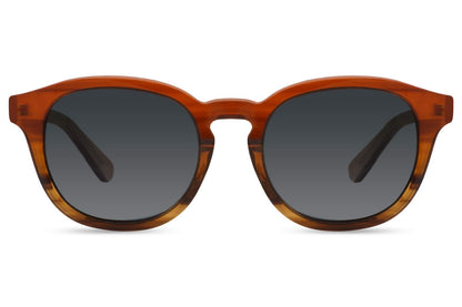 Unisex polarised round sunglasses orange rust brown acetate frame smoke polarised 1.1mm TAC lens 100% UV protection men women bold retro summer festival beach city free UK Europe delivery Sunglass Station