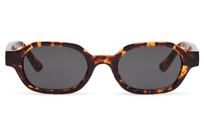Unisex rectangle sunglasses for men and women with tortoiseshell recycled frame and dark smoke polycarbonate lens – classic eco-friendly retro rectangle shades for going out and summer holidays, Sunglass Station free UK and Europe shipping