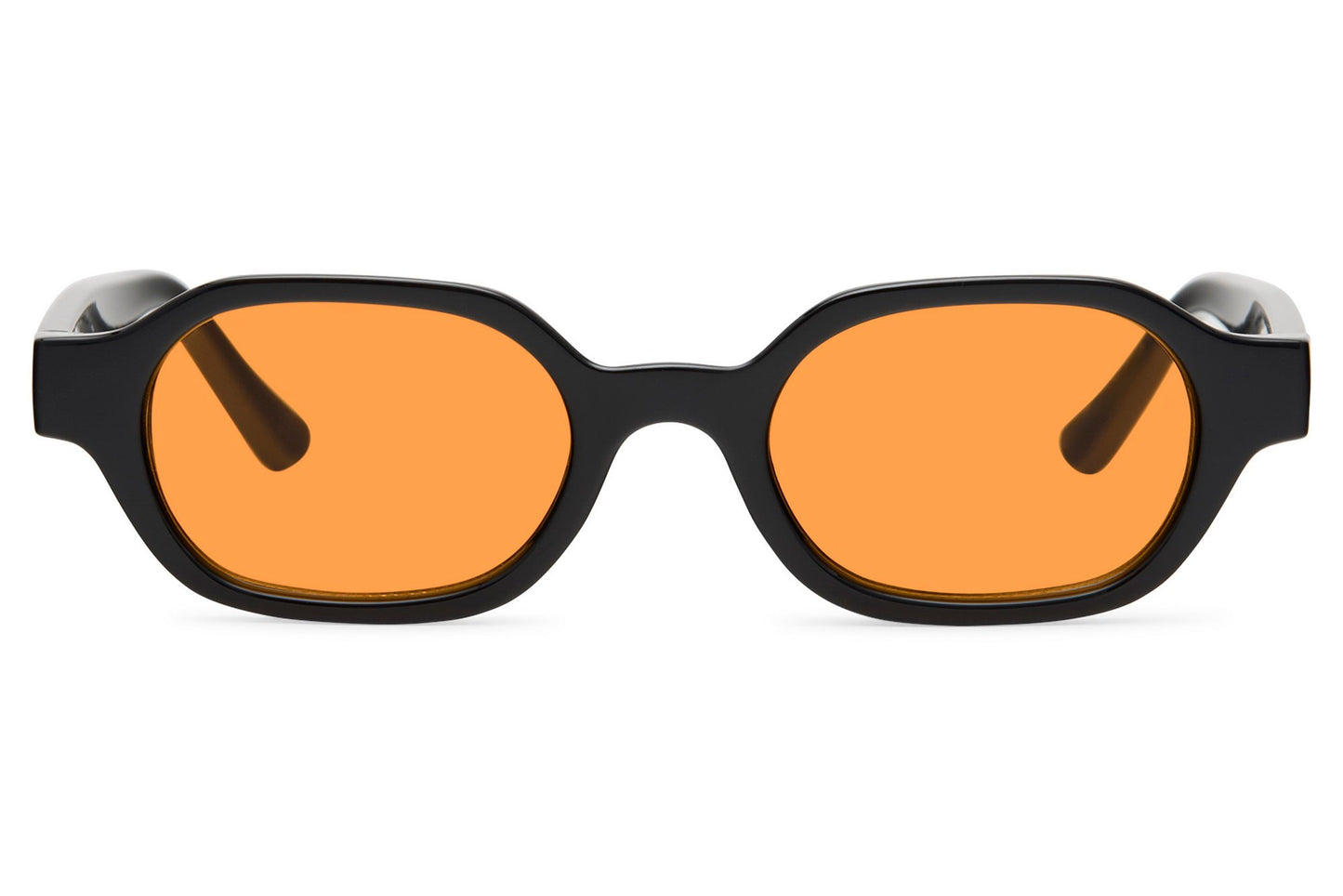 Unisex rectangle sunglasses for men and women with tortoiseshell recycled polyester frame and orange amber tinted polycarbonate lens – bold retro Y2K rectangle shades for festivals and going out, Sunglass Station free UK and Europe delivery