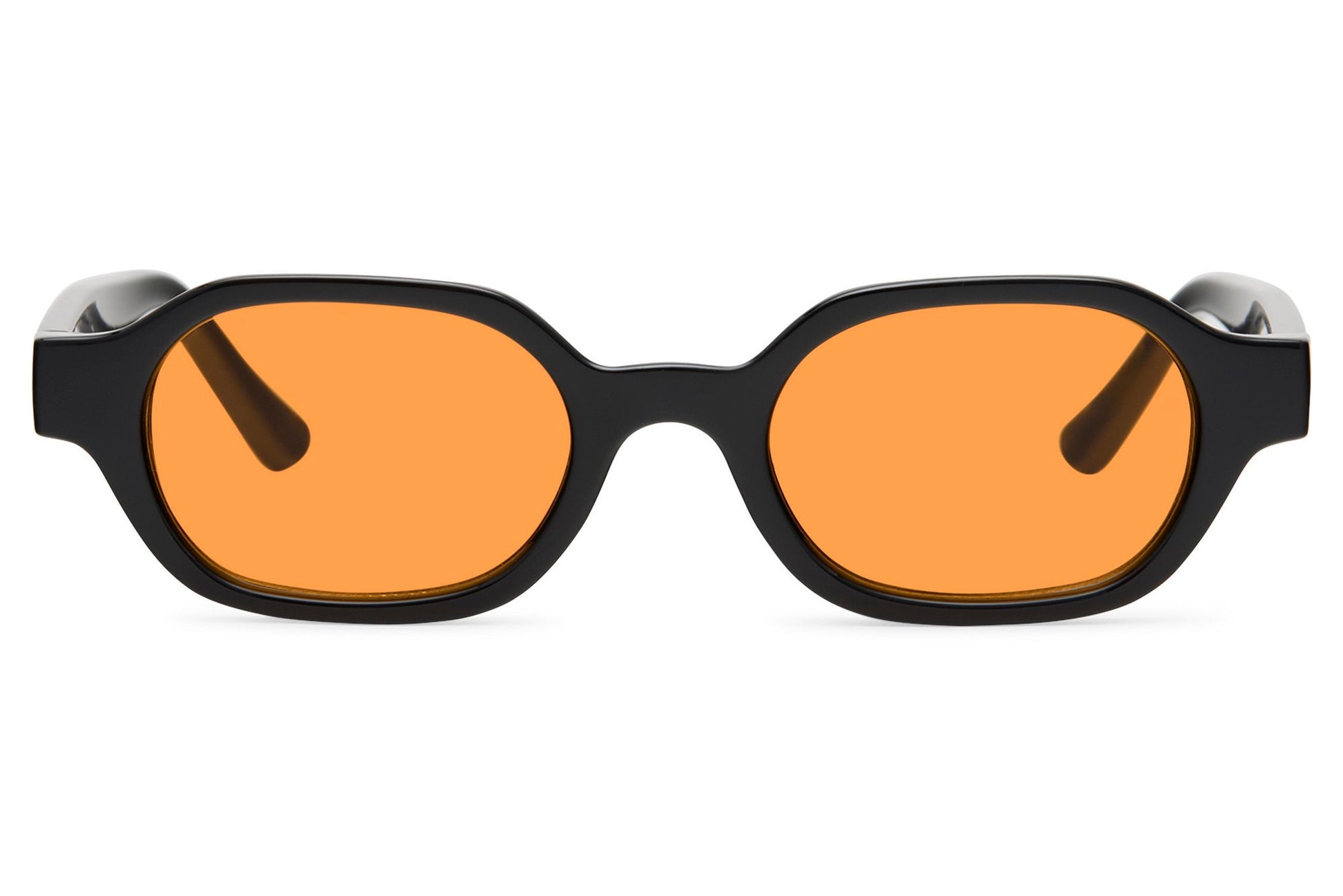 Unisex rectangle sunglasses for men and women with tortoiseshell recycled polyester frame and orange amber tinted polycarbonate lens – bold retro Y2K rectangle shades for festivals and going out, Sunglass Station free UK and Europe delivery
