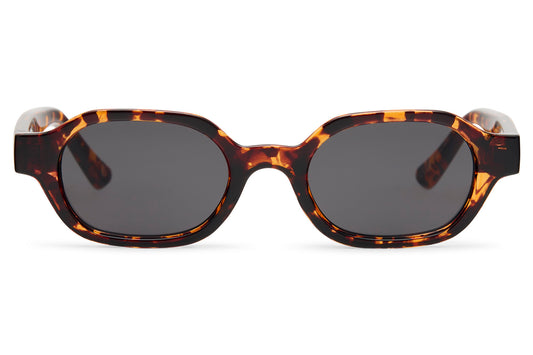 Unisex rectangle sunglasses for men and women with tortoiseshell recycled polyester frame and smoke grey polycarbonate lens – sustainable vintage-inspired retro rectangle shades for everyday city wear and street style, free delivery across UK and Europe from Sunglass Station