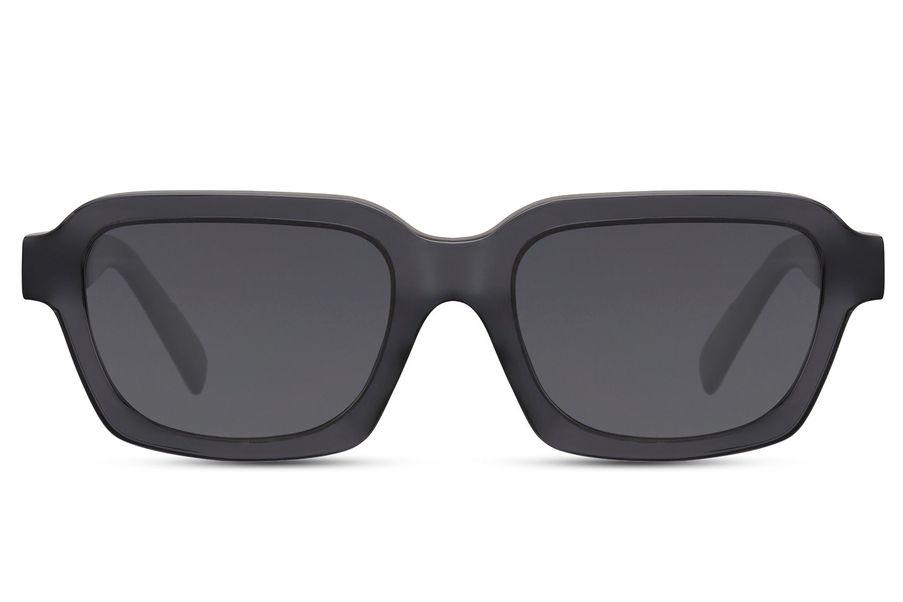 Urban polarized rectangle sunglasses for men and women with black acetate frame and black polarized 1.1mm TAC lens – sporty tough retro rectangle shades for outdoor activities, driving and city wear, free delivery across UK and Europe from Sunglass Station