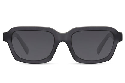 Urban polarized rectangle sunglasses for men and women with black acetate frame and black polarized 1.1mm TAC lens – sporty tough retro rectangle shades for outdoor activities, driving and city wear, free delivery across UK and Europe from Sunglass Station