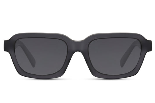 Urban polarized rectangle sunglasses for men and women with black acetate frame and black polarized 1.1mm TAC lens – sporty tough retro rectangle shades for outdoor activities, driving and city wear, free delivery across UK and Europe from Sunglass Station