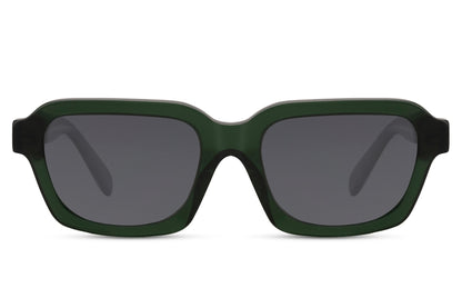 Urban polarized rectangle sunglasses for men and women with charcoal grey acetate frame and black polarized TAC lens – tough minimalist retro rectangle shades for sports and outdoor activities, free delivery across UK and Europe from Sunglass Station
