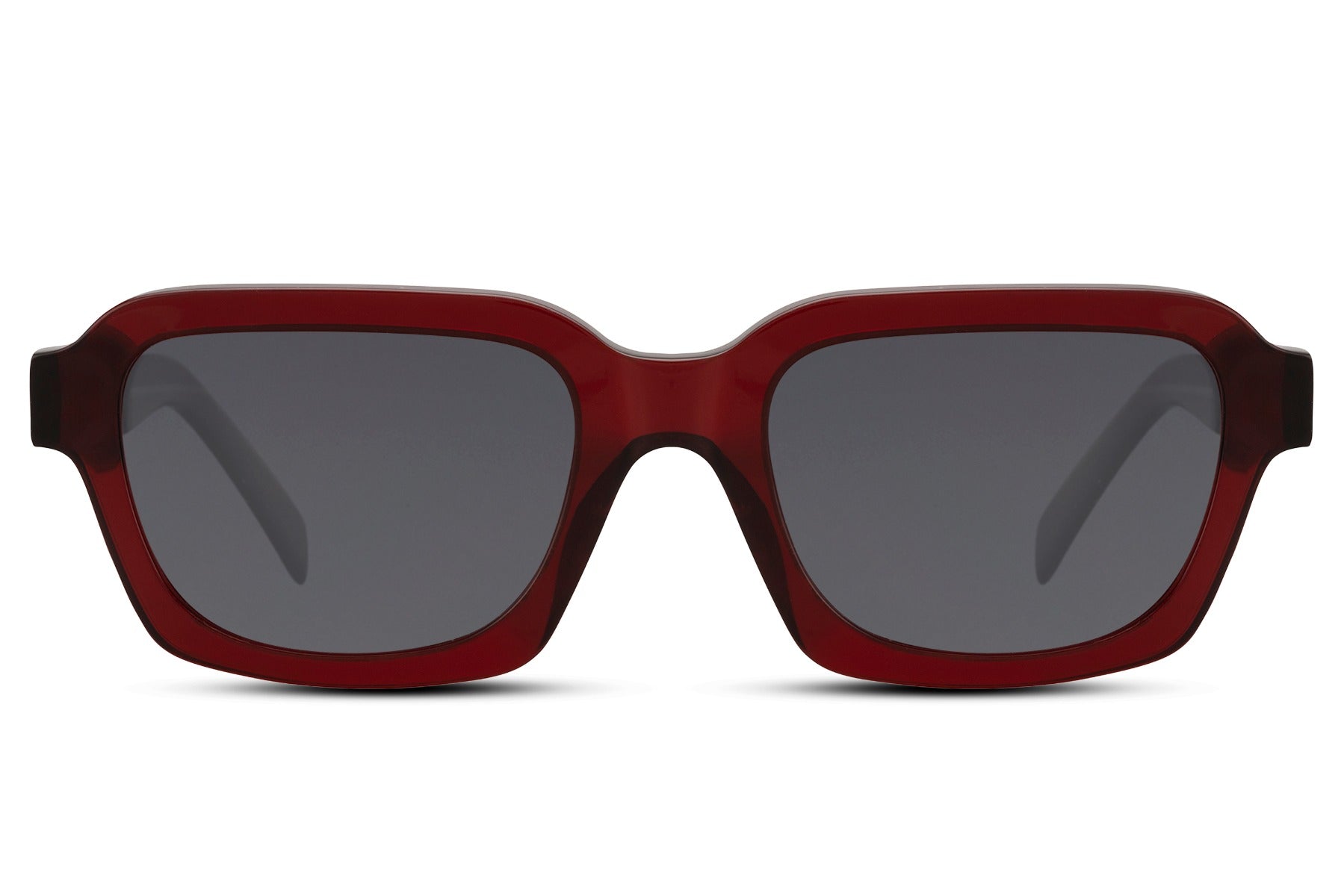 Urban polarized rectangle sunglasses for men and women with red burgundy acetate frame and black polarized TAC lens – bold statement retro rectangle shades for going out and outdoor activities, free delivery across UK and Europe from Sunglass Station