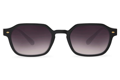 Urban rectangle sunglasses for men with black recycled polyester frame and smoke grey translucent polycarbonate lens – sleek minimalist retro rectangle shades for everyday city wear and smart casual styling, free delivery across UK and Europe from Sunglass Station