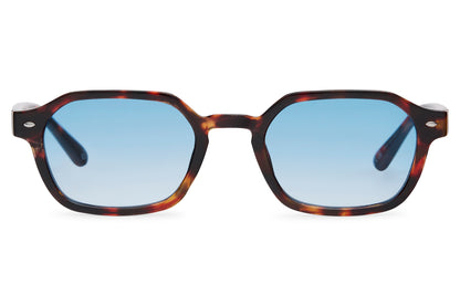 Urban rectangle sunglasses for men with tortoiseshell recycled frame and ice blue translucent lens – bold retro rectangle shades for everyday street style and festivals, Sunglass Station free UK and Europe shipping