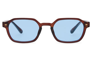 Urban rectangle sunglasses for men with tortoiseshell recycled polyester frame and pink rose translucent polycarbonate lens – retro Y2K rectangle shades for street style and going out, Sunglass Station free UK and Europe delivery