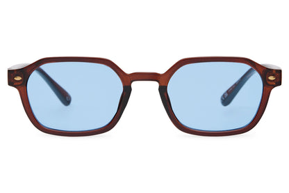 Urban rectangle sunglasses for men with tortoiseshell recycled polyester frame and pink rose translucent polycarbonate lens – retro Y2K rectangle shades for street style and going out, Sunglass Station free UK and Europe delivery