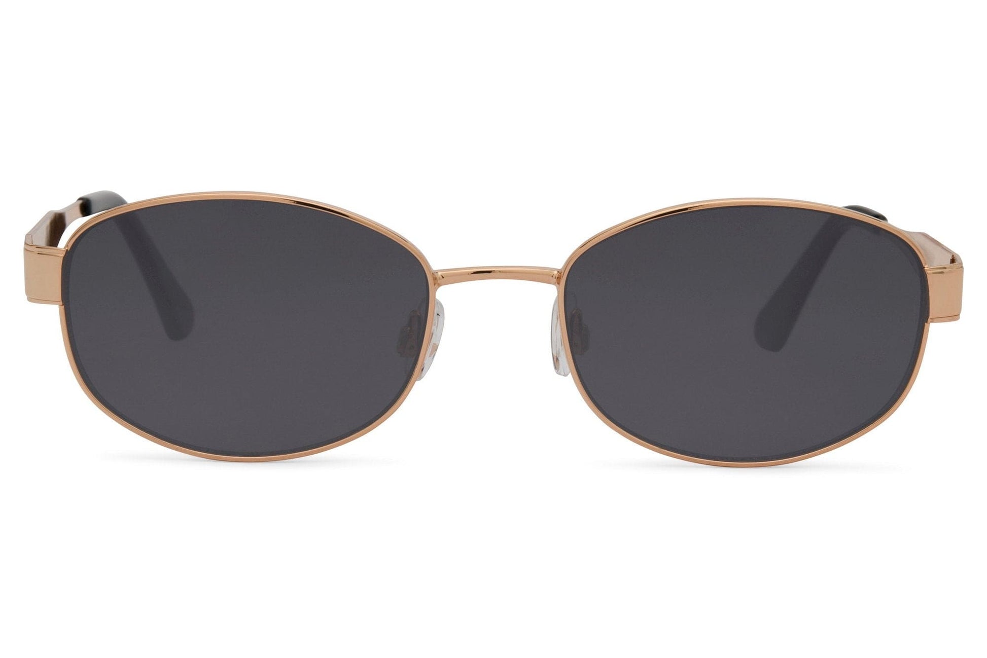 Vintage oval sunglasses with black frame and dark grey tinted recycled lens – unisex retro slim shades for men and women, minimalist everyday eyewear with free shipping across UK and Europe from Sunglass Station