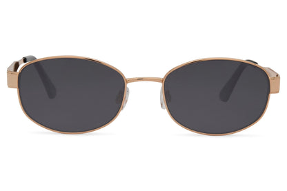 Vintage oval sunglasses with black frame and dark grey tinted recycled lens – unisex retro slim shades for men and women, minimalist everyday eyewear with free shipping across UK and Europe from Sunglass Station