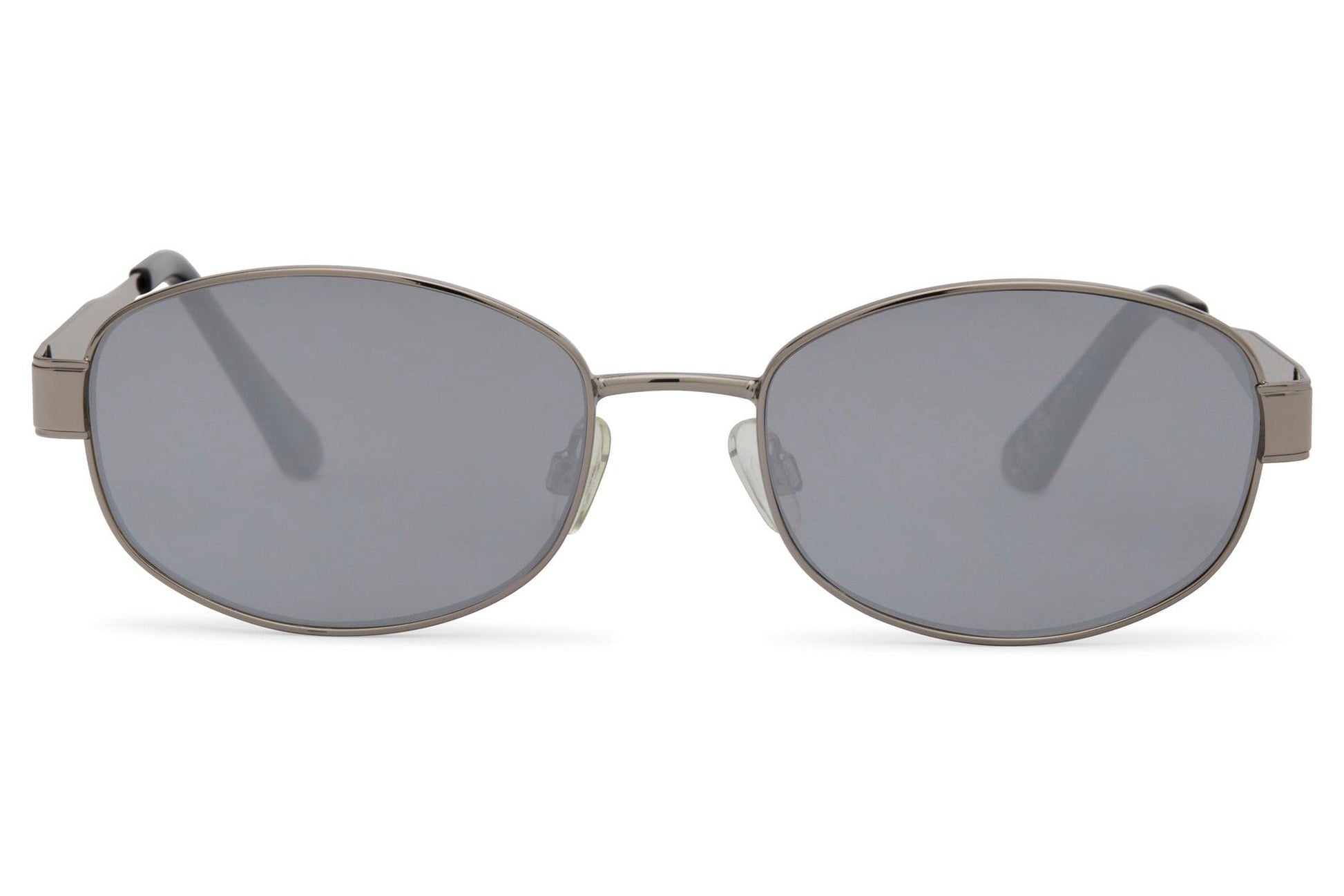 Vintage oval sunglasses for men and women with silver gunmetal copper frame and smoke grey recycled lens – unisex retro round shades for everyday wear and travel, free delivery across UK and Europe from Sunglass Station